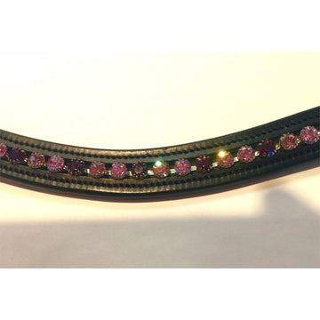 English Browband Curvy with Purple and Pink Stones
